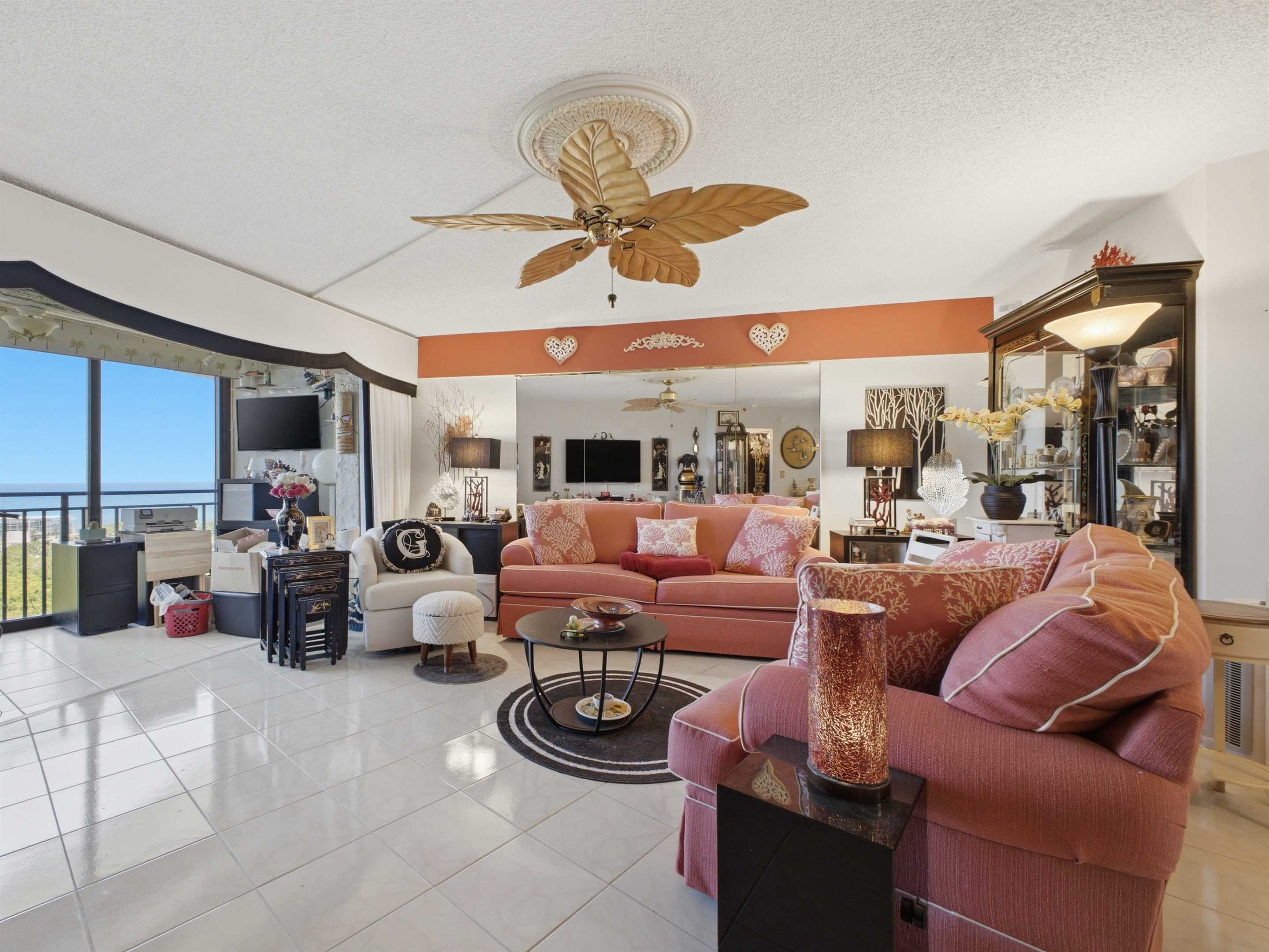 Living room at 3912 S Ocean Blvd Unit 1412 Highland Beach